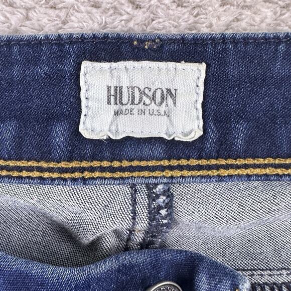 Hudson Womens Sz 27 Dark Wash Signature Bootcut Jeans Flap Pockets 29x34‎ - Picture 12 of 16